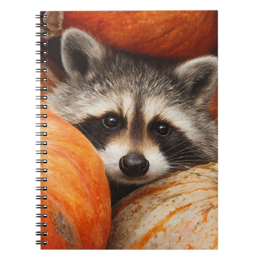 かわいいアライグマのかくれんぼカボチャ畑アート ノートブック (正面)