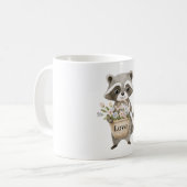 かわいいアライグマのかごの花 コーヒーマグカップ (正面左)