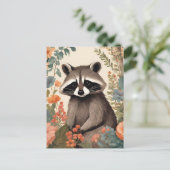 かわいいアライグマのカッコー ポストカード (スタンド正面)