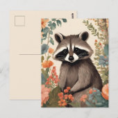 かわいいアライグマのカッコー ポストカード (正面/裏面)