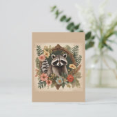 かわいいアライグマのカッテージデザイン ポストカード (スタンド正面)