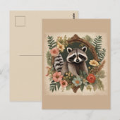 かわいいアライグマのカッテージデザイン ポストカード (正面/裏面)