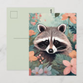 かわいいアライグマのカントリーライフ ポストカード (正面/裏面)
