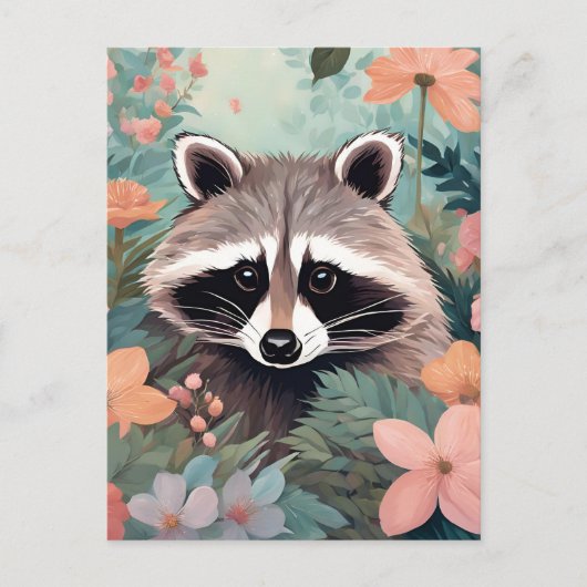 かわいいアライグマのカントリーライフ ポストカード (正面)