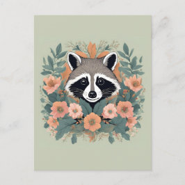 かわいいアライグマのカントリーライフ ポストカード
