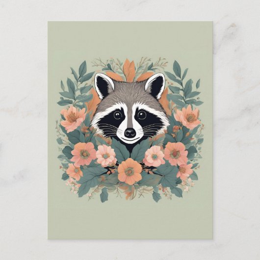 かわいいアライグマのカントリーライフ ポストカード (正面)