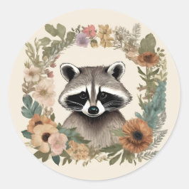 かわいいアライグマのカントリーライフ ラウンドシール