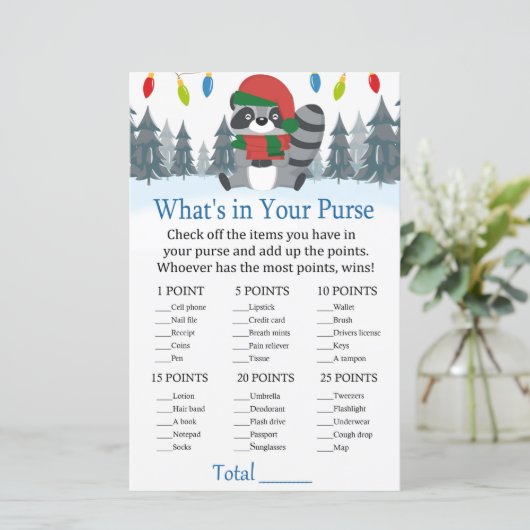 かわいいアライグマのクリスマスあなたの財布のゲームの中に何がある (スタンド正面)