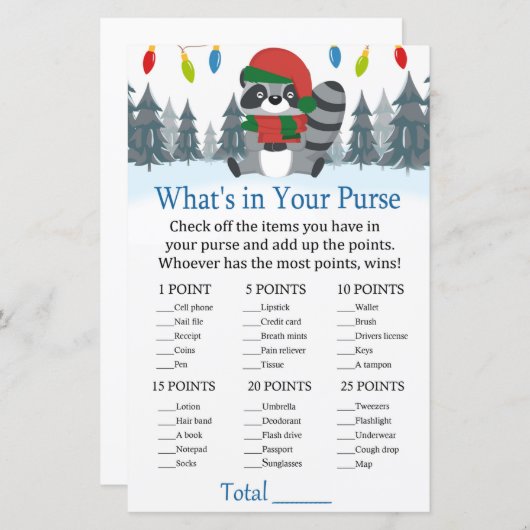 かわいいアライグマのクリスマスあなたの財布のゲームの中に何がある (正面/裏面)