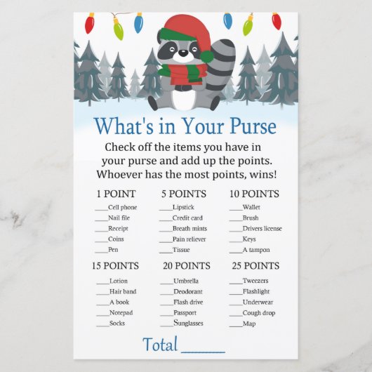 かわいいアライグマのクリスマスあなたの財布のゲームの中に何がある (正面)