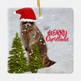 かわいいアライグマのクリスマスツリーオーナメント セラミックオーナメント