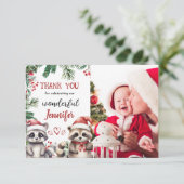 かわいいアライグマのクリスマス2nd誕生日サンキューカード サンキューカード (スタンド正面)