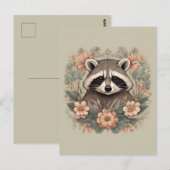 かわいいアライグマのコテージコア ポストカード (正面/裏面)