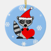 かわいいアライグマのサンタの帽子のクリスマスのオーナメント セラミックオーナメント (正面)
