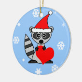 かわいいアライグマのサンタの帽子のクリスマスのオーナメント セラミックオーナメント (左)