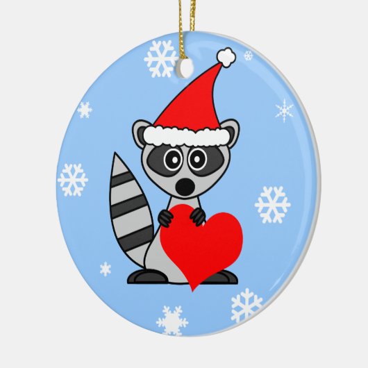 かわいいアライグマのサンタの帽子のクリスマスのオーナメント セラミックオーナメント (左)