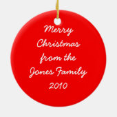 かわいいアライグマのサンタの帽子のクリスマスのオーナメント セラミックオーナメント (裏面)