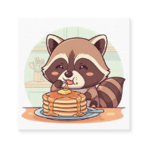 かわいいアライグマのシロップパンケーキ