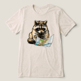 かわいいアライグマのナビゲーションマップ トライブレンドTシャツ