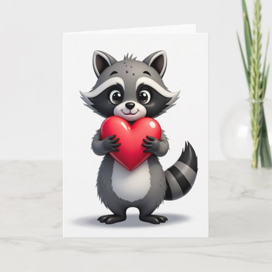 かわいいアライグマのハートカード カード (正面)