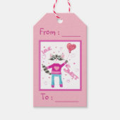 かわいいアライグマのバレンタインデーのギフトラベル 子供へ ギフトタグ (正面)