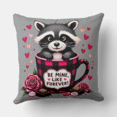 かわいいアライグマのバレンタインバッファロープレイドエステティック クッション (裏面)