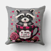 かわいいアライグマのバレンタインバッファロープレイドエステティック クッション (正面)
