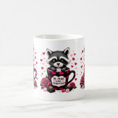 かわいいアライグマのバレンタインバッファロープレイドエステティック コーヒーマグカップ (中央)