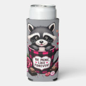 かわいいアライグマのバレンタインバッファロープレイドエステティック スリム缶クーラー (Seltzer裏面)