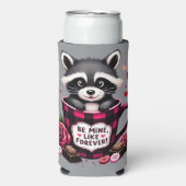 かわいいアライグマのバレンタインバッファロープレイドエステティック スリム缶クーラー (Seltzer正面)