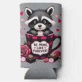 かわいいアライグマのバレンタインバッファロープレイドエステティック スリム缶クーラー (裏面)