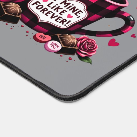 かわいいアライグマのバレンタインバッファロープレイドエステティック デスクマット (コーナー)