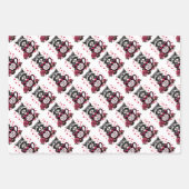 かわいいアライグマのバレンタインバッファロープレイドエステティック ラッピングペーパーシート (正面3)