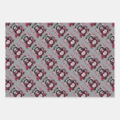 かわいいアライグマのバレンタインバッファロープレイドエステティック ラッピングペーパーシート (正面)