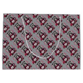 かわいいアライグマのバレンタインバッファロープレイドエステティック ラージペーパーバッグ (裏面)