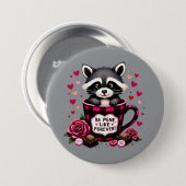 かわいいアライグマのバレンタインバッファロープレイドエステティック 缶バッジ (正面&裏面)