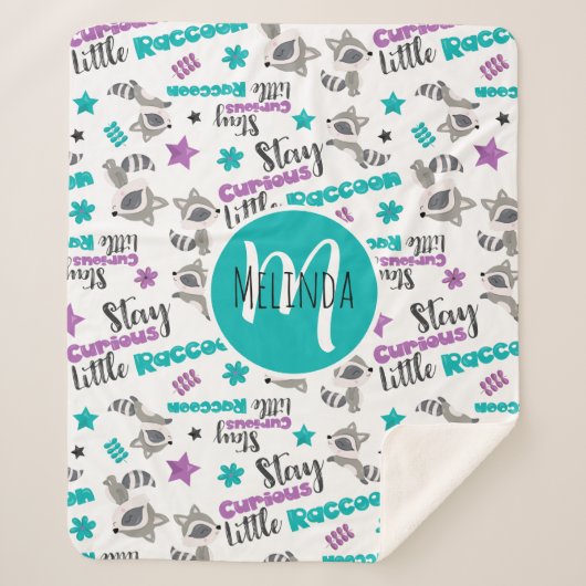 かわいいアライグマのパターン シェルパブランケット (正面)