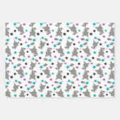 かわいいアライグマのパターン ラッピングペーパーシート (正面2)