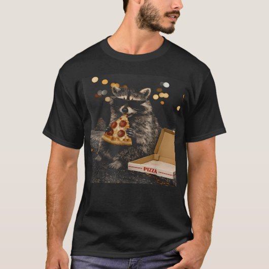 かわいいアライグマのピザ Funny Animal Tシャツ (正面)