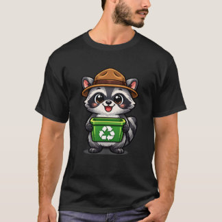 かわいいアライグマのリサイクルマスコット Tシャツ