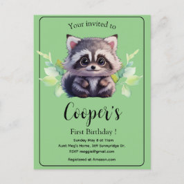 かわいいアライグマの森の動物たち 森の友達 ポストカード