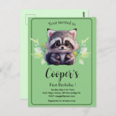かわいいアライグマの森の動物たち 森の友達 ポストカード (正面/裏面)