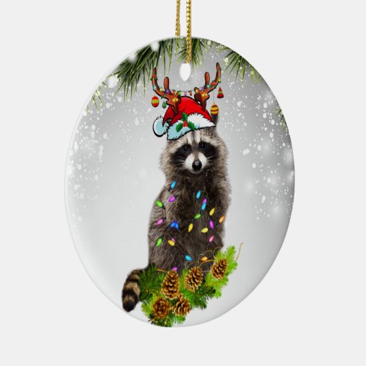 かわいいアライグマの森ジャングル野生動物 セラミックオーナメント (右)