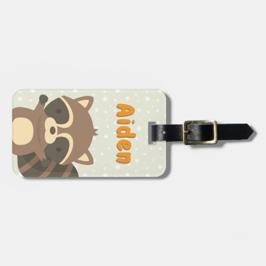 かわいいアライグマの森林パーソナライズな荷物のラベル ラゲッジタグ (正面横)