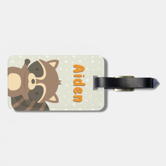 かわいいアライグマの森林パーソナライズな荷物のラベル ラゲッジタグ (裏面横)