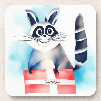 かわいいアライグマの誕生日プレゼント コースター