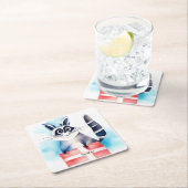 かわいいアライグマの誕生日プレゼント スクエアペーパーコースター (インサイチュ)