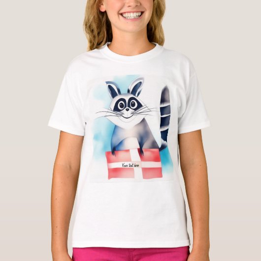 かわいいアライグマの誕生日プレゼント Tシャツ (正面)