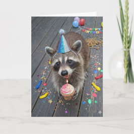 かわいいアライグマの誕生日 カード