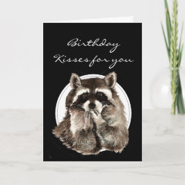 かわいいアライグマを持つ友人のために接吻されるおもしろいな誕生日 カード